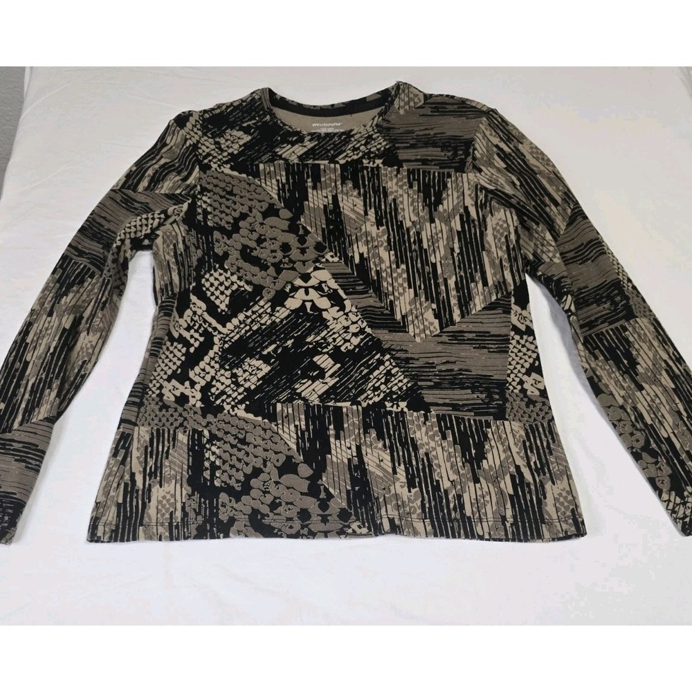 Westbound‎ Women's Medium Blouse Black/Brown Long-Sleeve